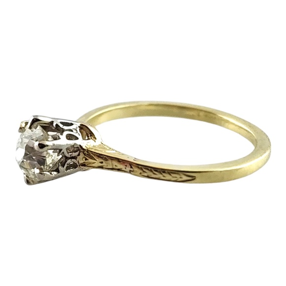 14 Karat Yellow & White Gold Diamond Ring Size 6 #18668 - Picture 2 of 7